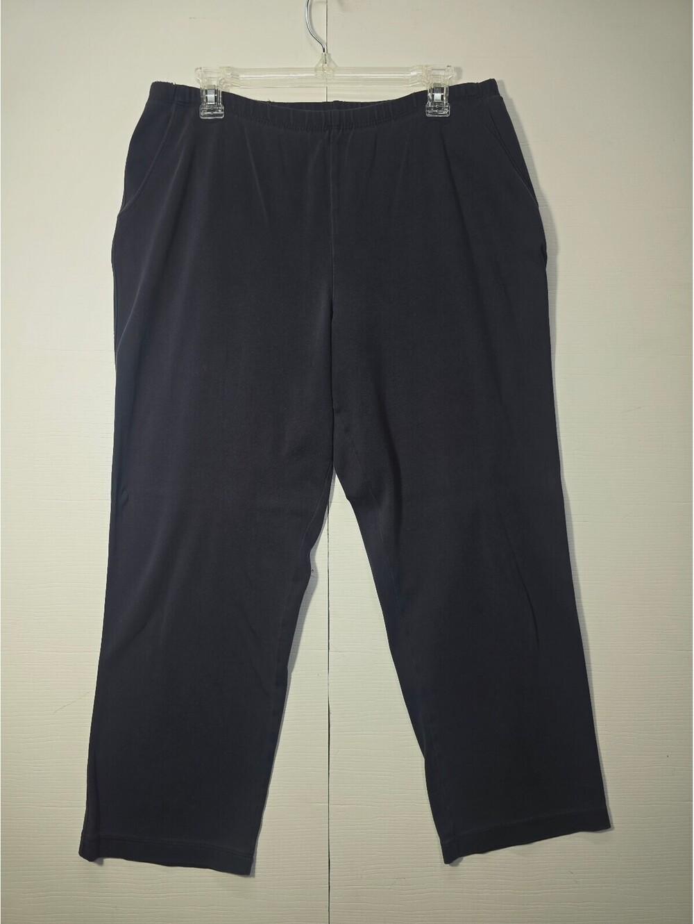 Lands End Womens Medium Dark Navy Blue Elastic Waist Pull On Sweatpants Pants - Picture 2 of 6